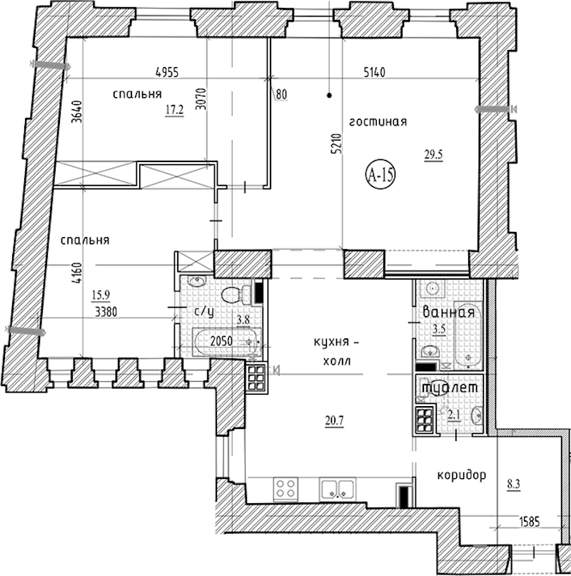 3-комнатная квартира 101 м², 3/7 эт., ЖК «Северная Корона»